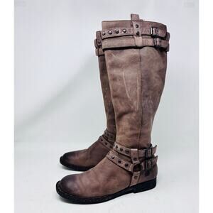 Born‎ Stud Harness Straps Distressed Knee High Motorcycle Boots Womens Size 7/38